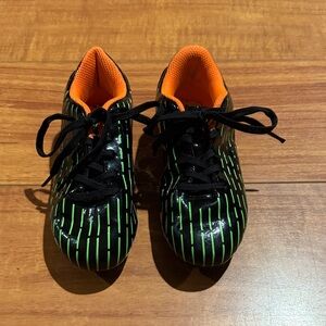 Kids Black and Green Striped Soccer Cleats